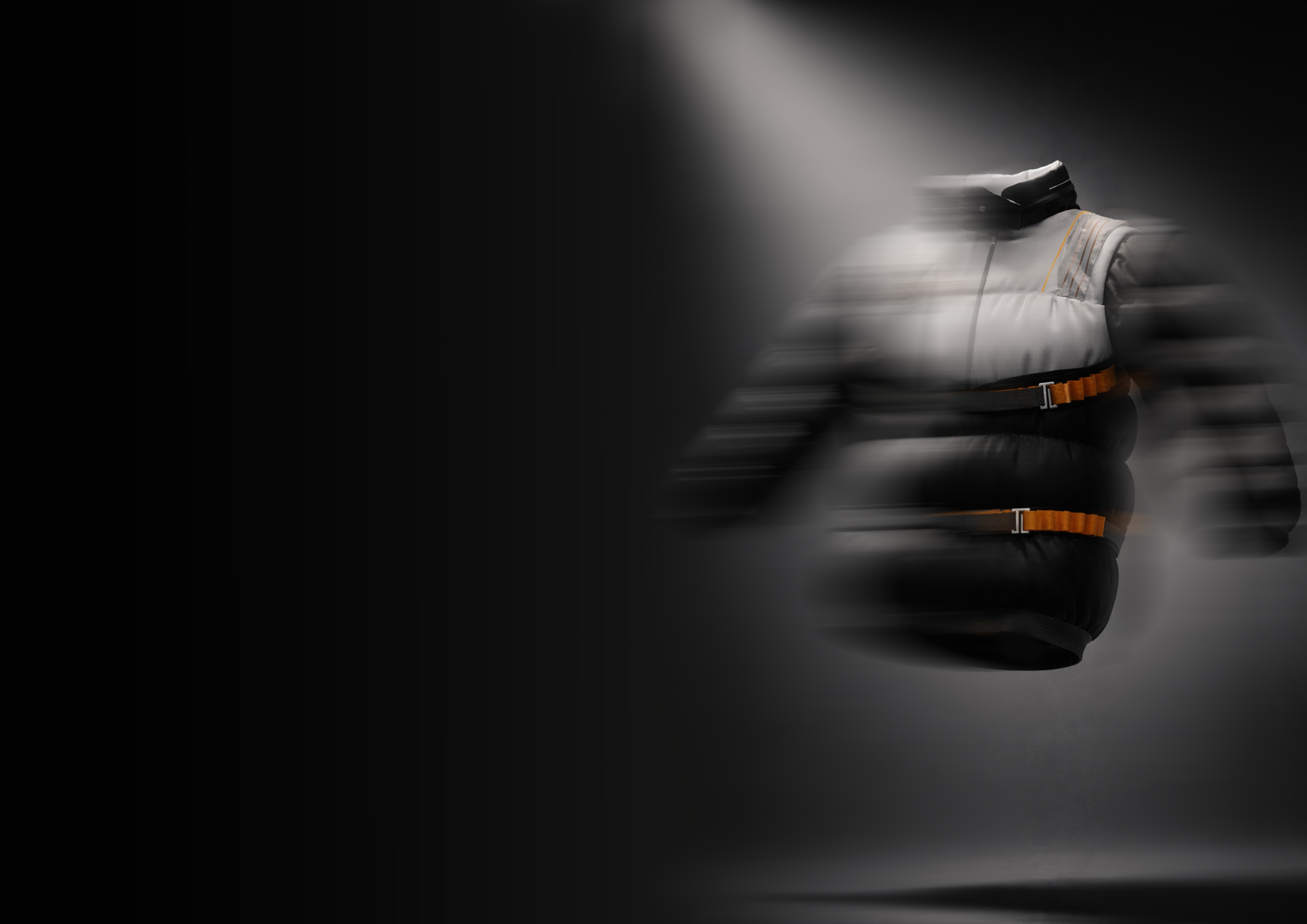 blurry photo of sunset over ocean with logo on top